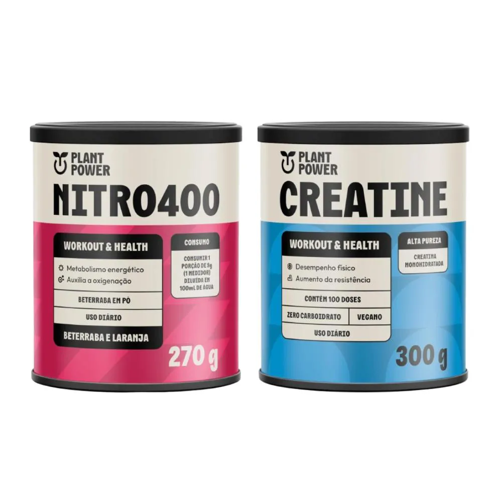 NITRO 400 270G + CREATINA CREATINE 100% PURA 300G PLANT POWER