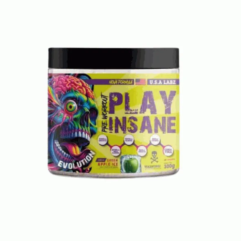 PLAY INSANE PRE WORKOUT (300G) - SABOR: GREEN APPLE ICE