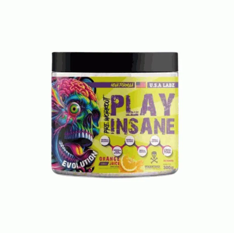 PLAY INSANE PRE WORKOUT (300G) - SABOR: ORANGE JUICE