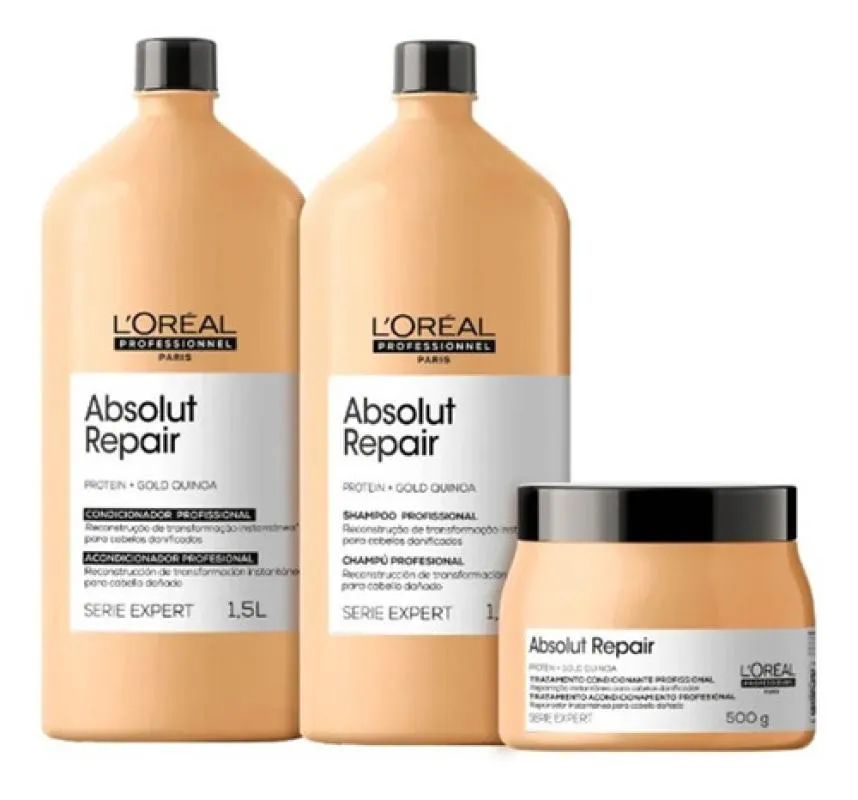 LORéAL KIT GOLD QUINOA SHAMPOO + COND 1,5L + MAS 500 GROSSO