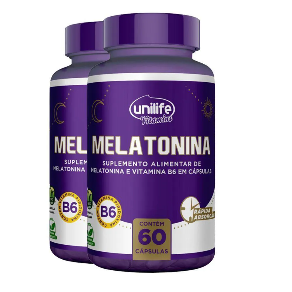 KIT 2 MELATONINA + B6 UNILIFE 60 CáPSULAS