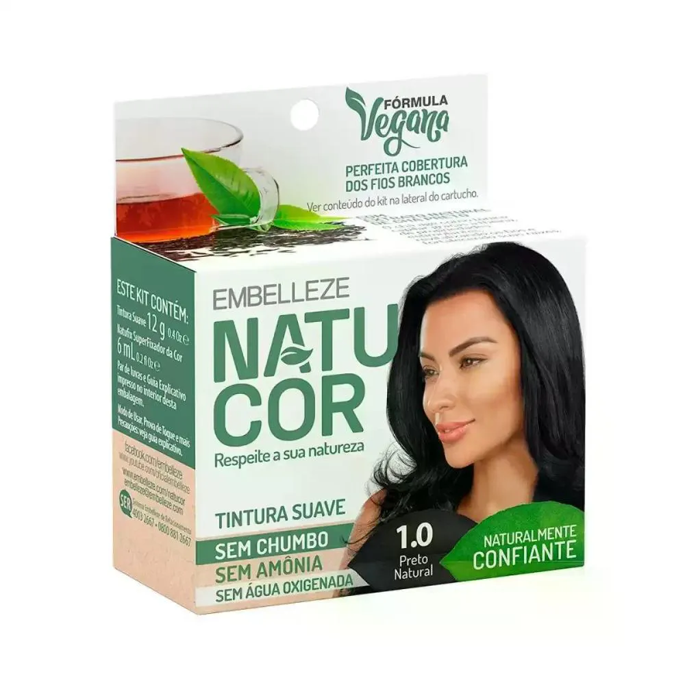 TINTA DE CABELO NATUCOR NATURALMENTE CONFIANTE CHá PRETO PRETO NATURAL