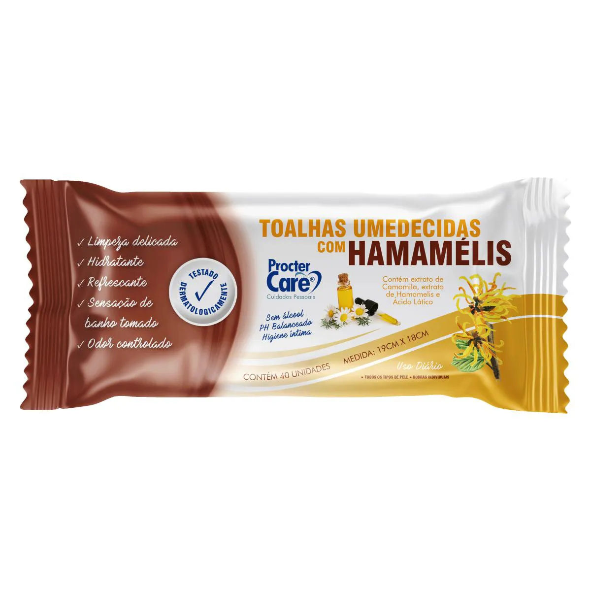TOALHAS UMEDECIDAS HAMAMéLIS (40 UNIDADES) - PROCTER CARE