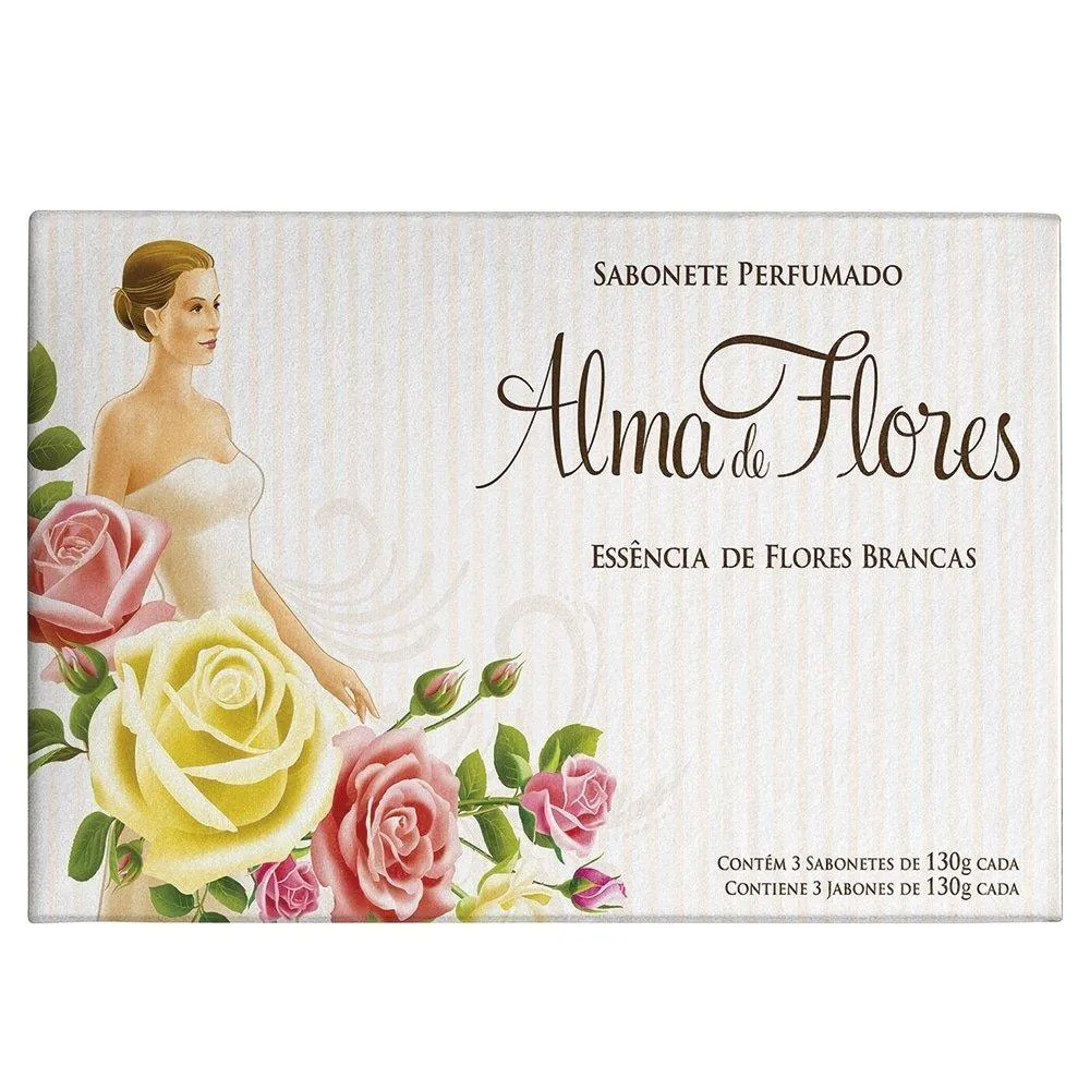 SABONETE ALMA DE FLORES FLORES BRANCAS 130G EMBALAGEM COM 12 UNIDADES