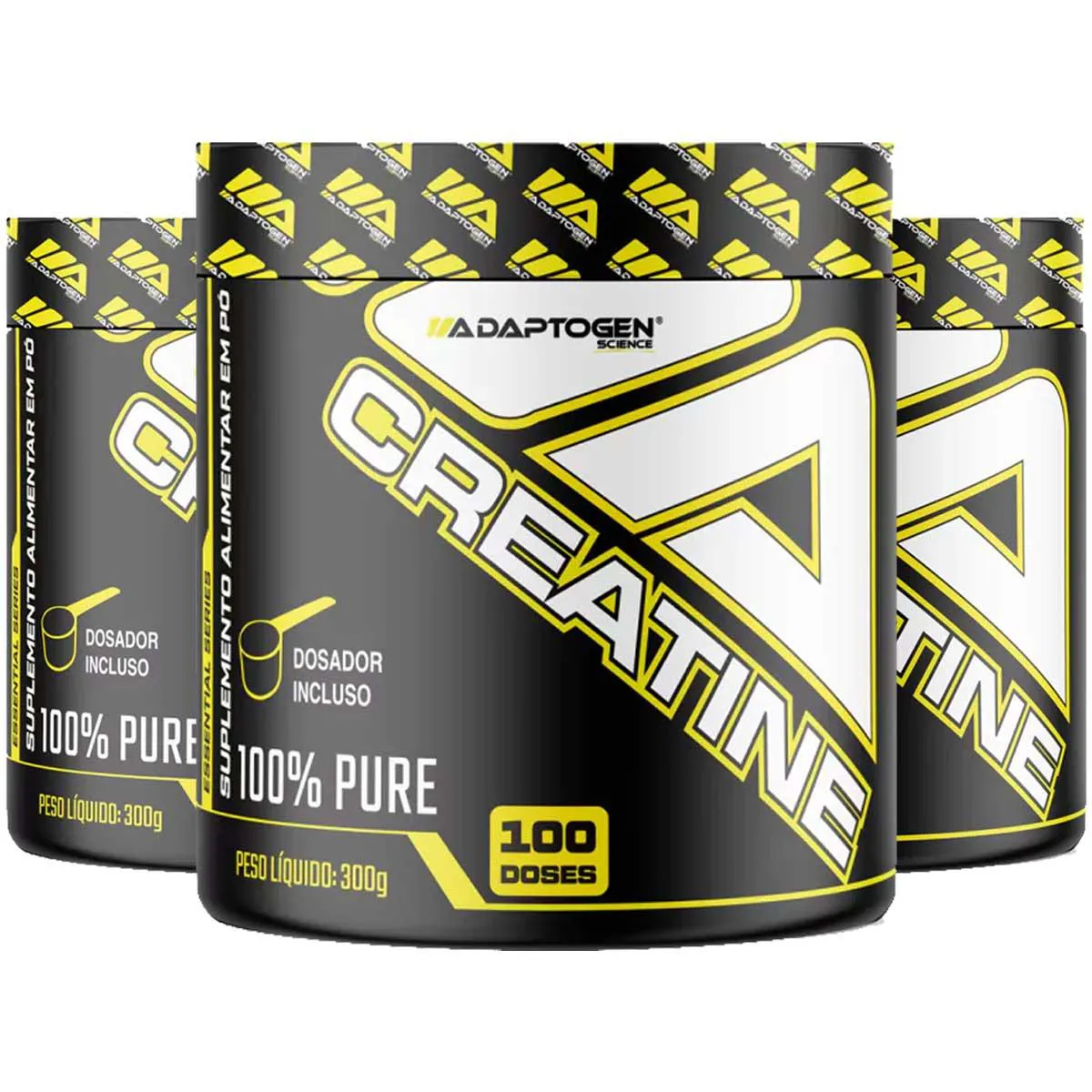 COMBO 3X CREATINA MONOHIDRATADA 100% PURA 300G ADAPTOGEN