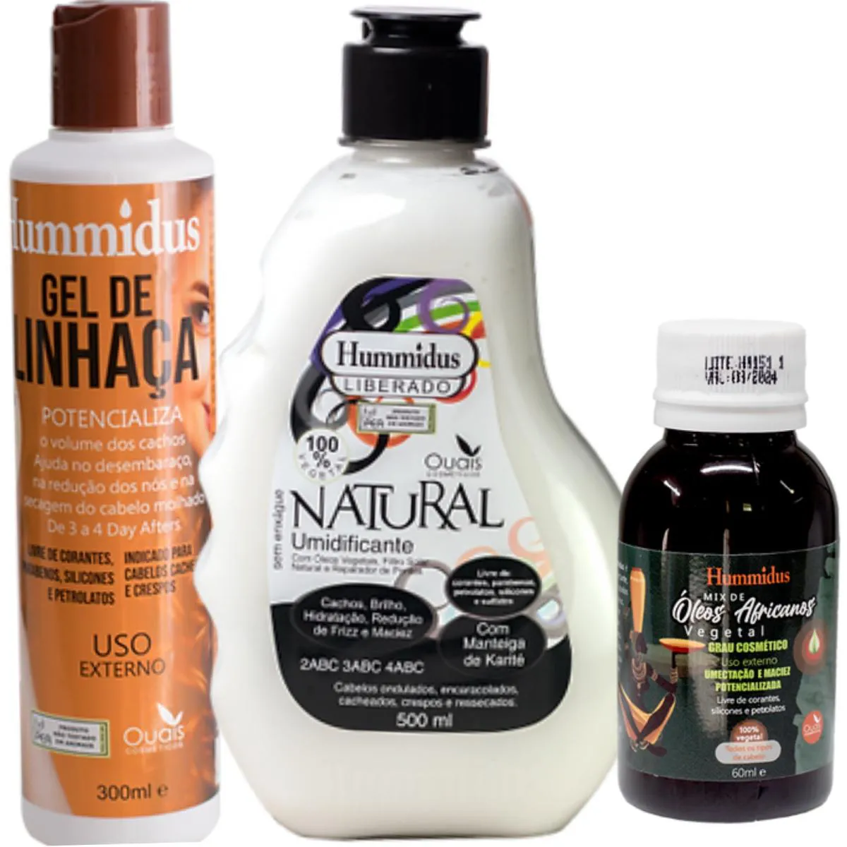 CREME UMIDIFICANTE 500ML -GEL DE LINHAçA -MIX ÓLEO AFRICANOS