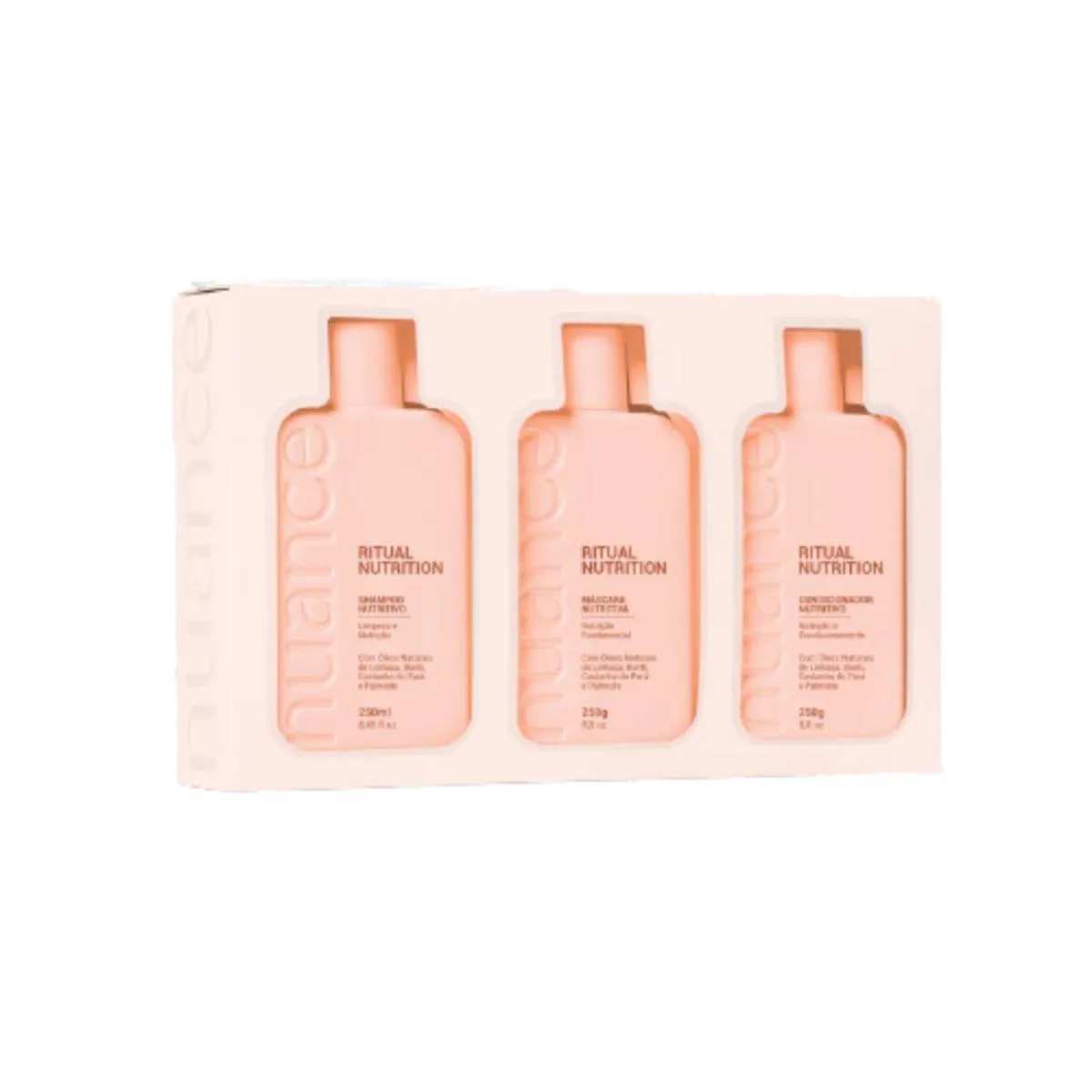 KIT SHAMPOO CONDICIONADOR MáSCARA NUTRIçãO CAPILAR NUANCE