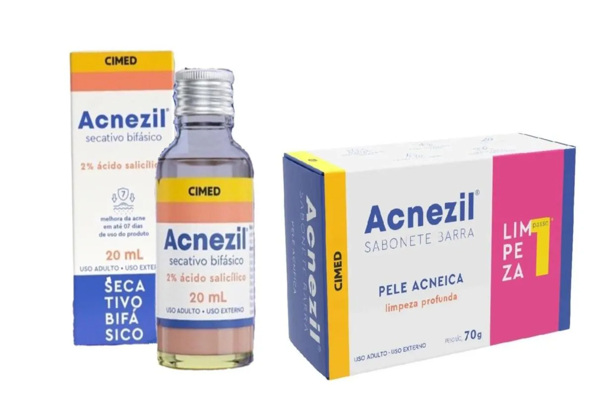 KIT SECATIVO BIFáSICO 20ML + SABONETE PELE ACNEICA - ACNEZIL