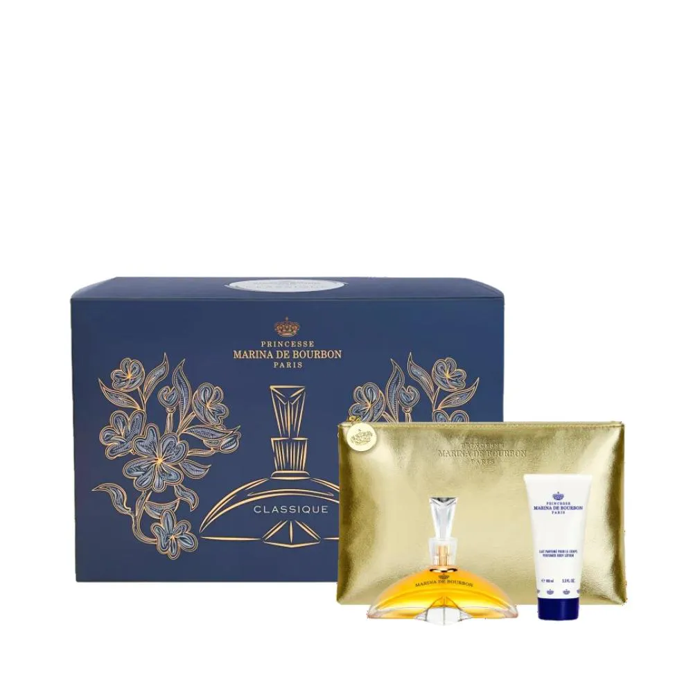 KIT CLASSIQUE (EAU DE PARFUM 100ML + LOçãO CORPORAL 100ML + NéCESSAIRE) - MARINA DE BOURBON