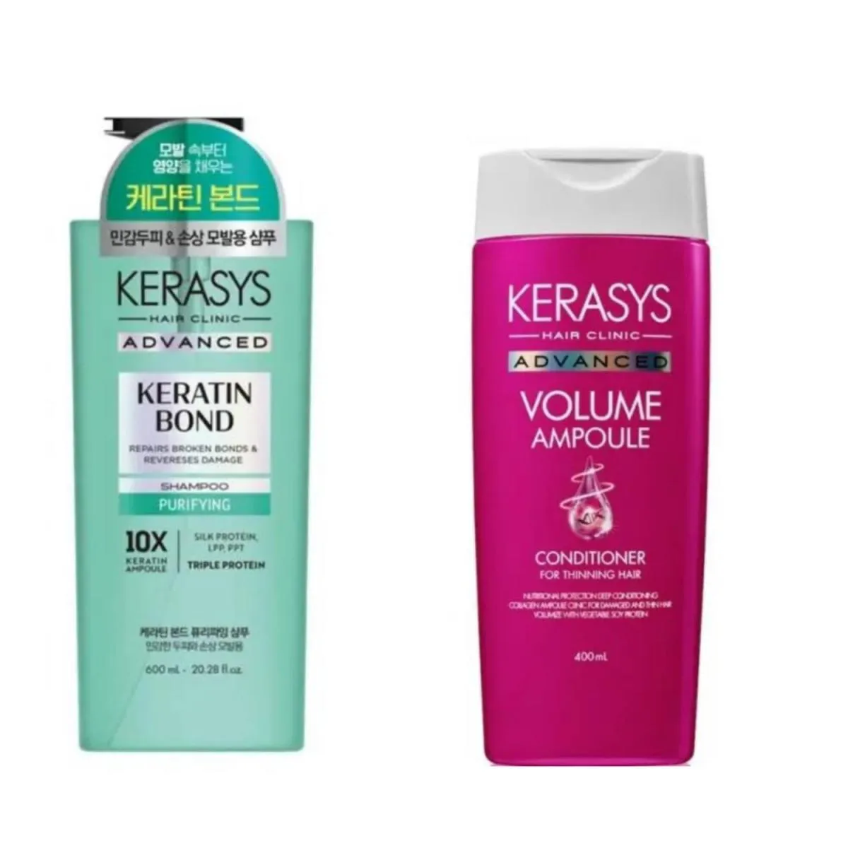 KERASYS KIT KERATIN BOND SH 600ML + AMPOULE VOLUME COND 400ML