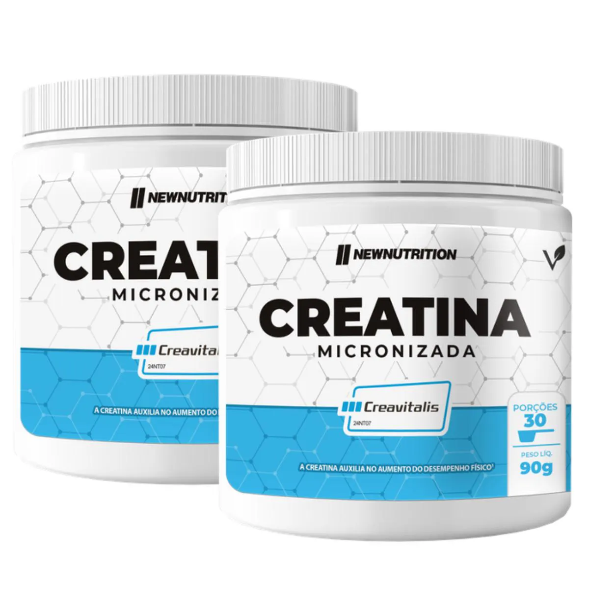 2X CREATINA MONOHIDRATADA CREAVITALIS NEW NUTRITION 90G SEM Sabor
