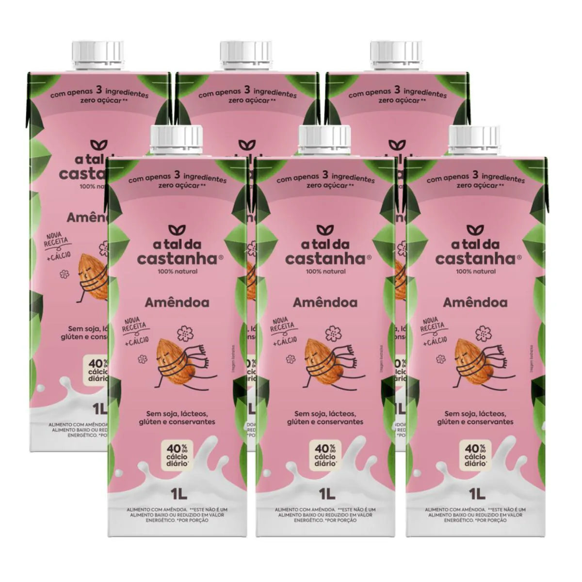6X BEBIDA VEGETAL AMêNDOA A TAL DA CASTANHA 1 LITRO