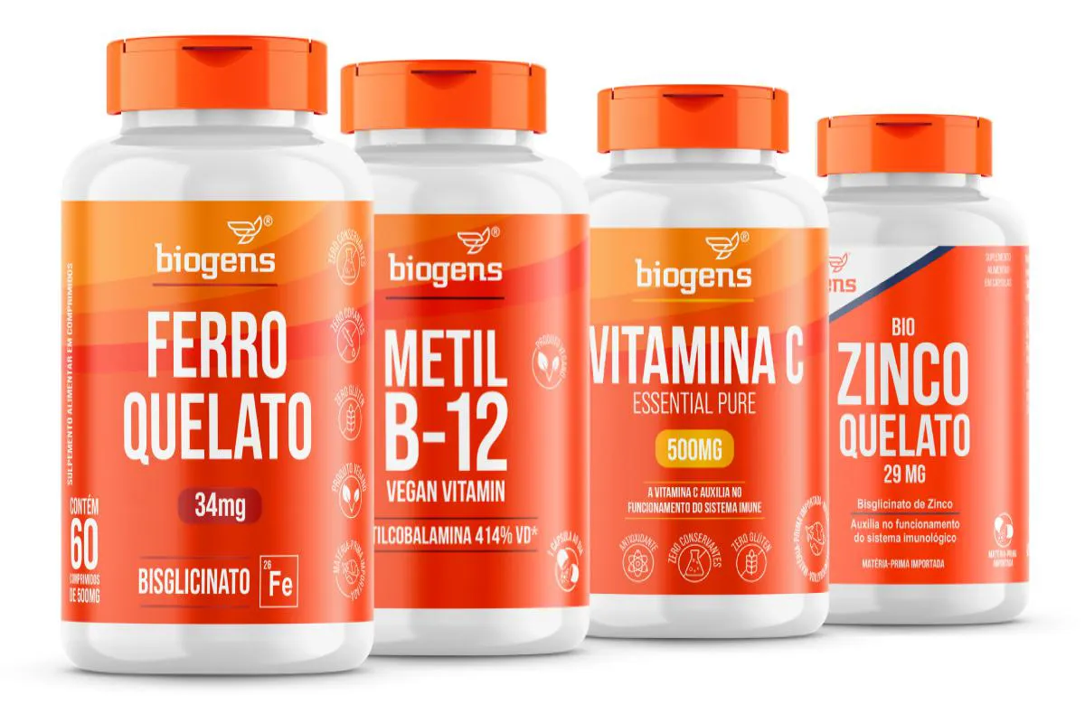BIOGENS KIT COMBATE ANEMIA FERRO, VIT.C , B12 E ZINCO