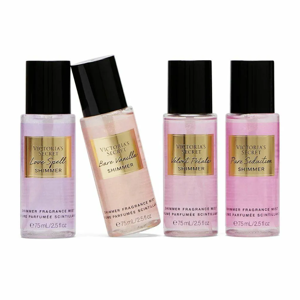 KIT 4 BODY SPLASH MINI VICTORIA'S SECRET SHIMMER 75ML CADA