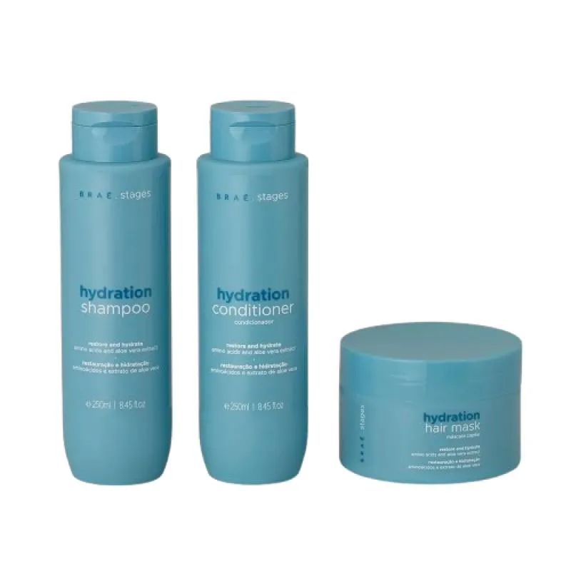 KIT DE HIDRATAçãO BRAé STAGES HYDRATION  SHAMP + COND + MASC