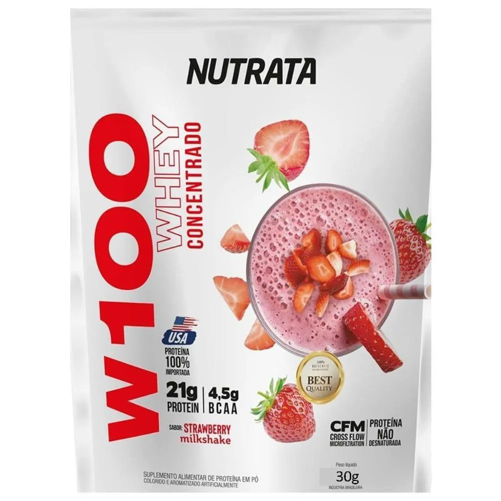 WHEY W100 NUTRATA MORANGO SACHê 30G