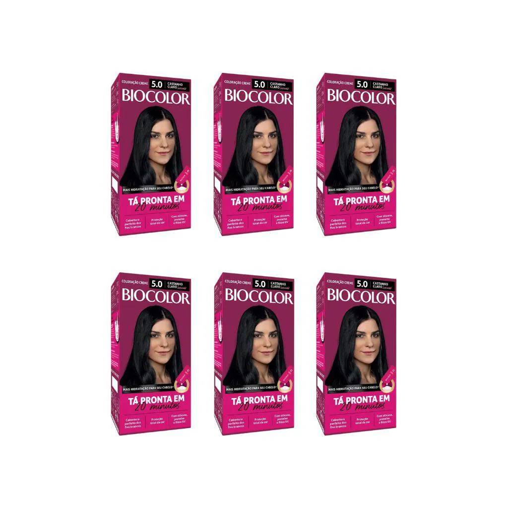 COLORAçAO BIOCOLOR CREME 5.0 CASTANHO CL LUXUOSO-KIT C/6UN