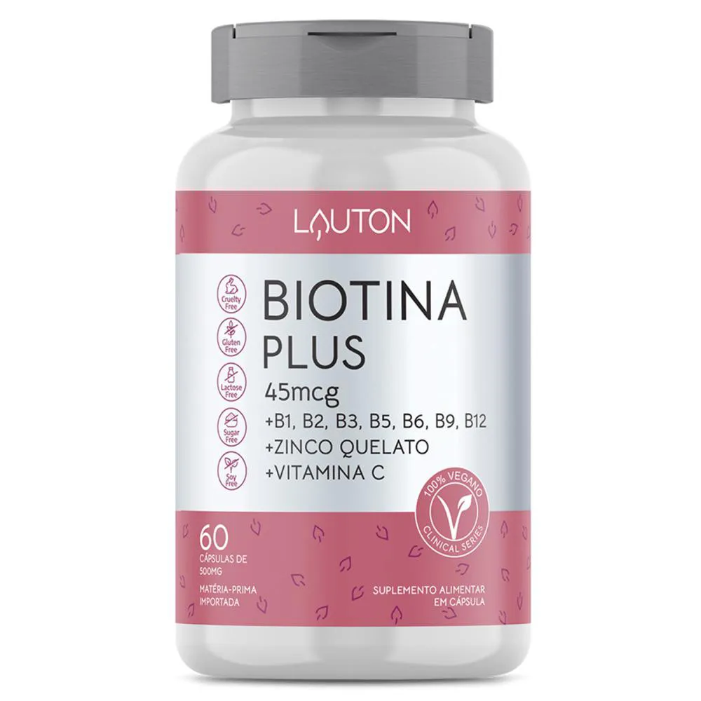 BIOTINA PLUS UNHAS E PELE 100% VEGANO 60 CAPS - LAUTON