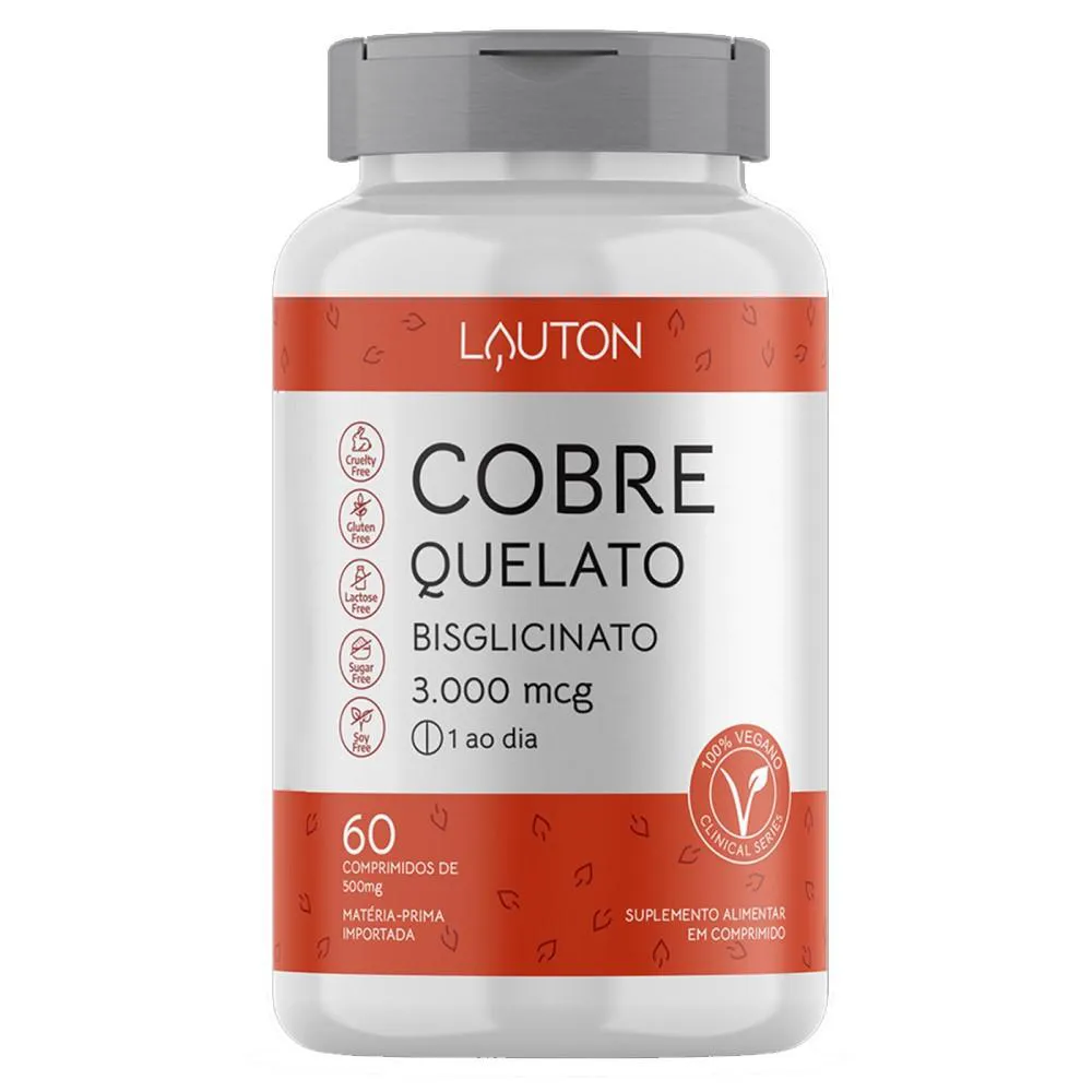 COBRE QUELATO BISGLICINATO 3000MCG 60 COMPRIMIDOS - LAUTON