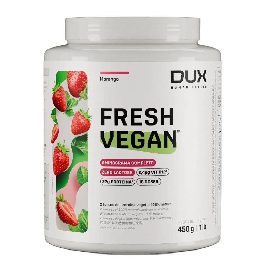 FRESH VEGAN PROTEINA VEGANA MORANGO 450G - DUX