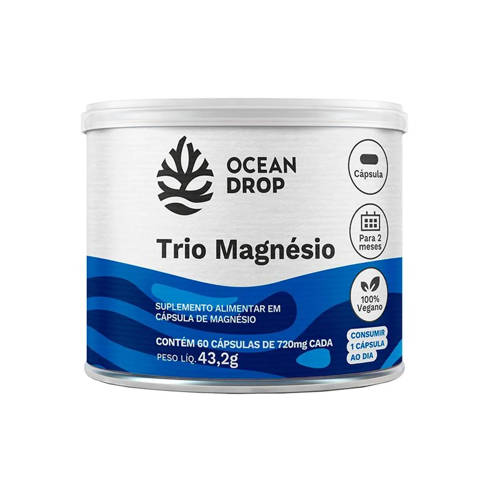 TRIO MAGNESIO QUELATO DIMALATO OXIDO 720MG 60 CAPS OCEAN DROP