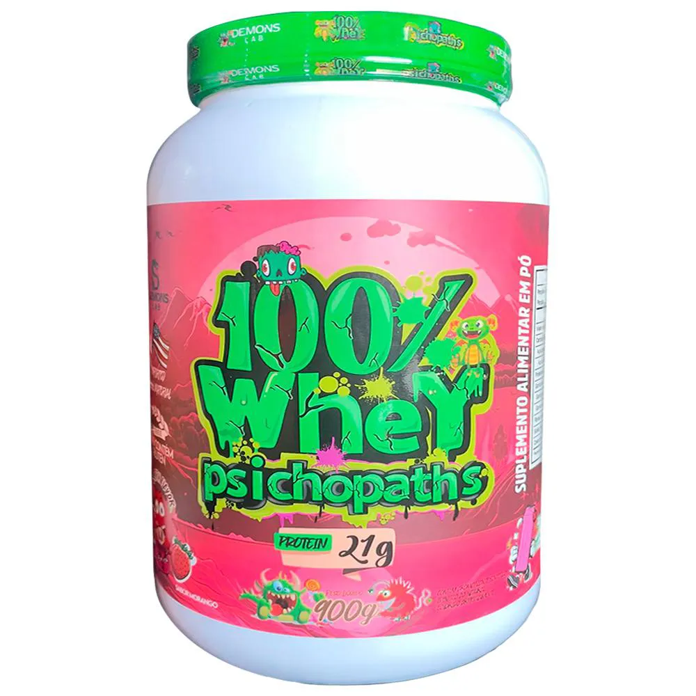 WHEY PROTEIN CONCENTRADO PSICHOPATHS MORANGO 900G DEMONS LAB