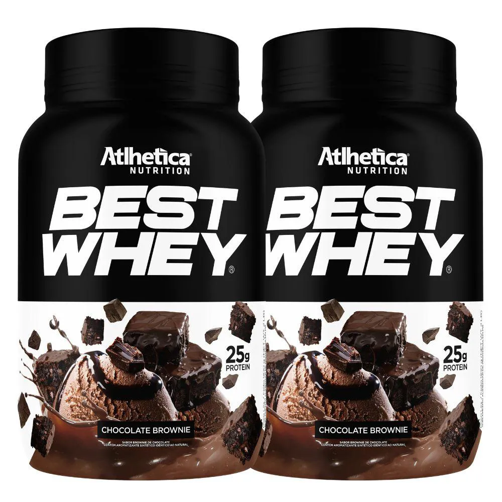 KIT 2X SUPLEMENTO BEST WHEY ISO HIDRO BROWNIE 900G ATLHETICA