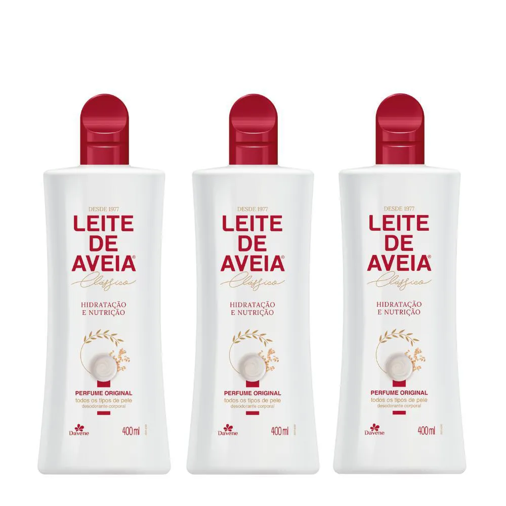 COMBO 3 HIDRATANTES CORPORAIS LEITE DE AVEIA PERFUME ORIGINAL  - HIDRATAçãO E NUTRIçãO