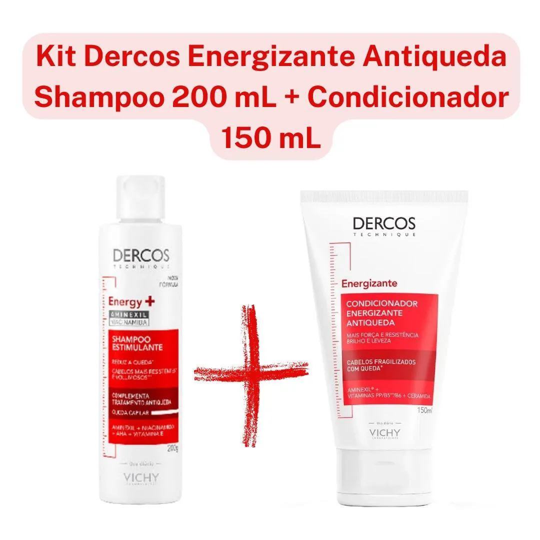 KIT DERCOS ENERGY+ SHAMPOO E CONDICIONADOR ANTIQUEDA VICHY