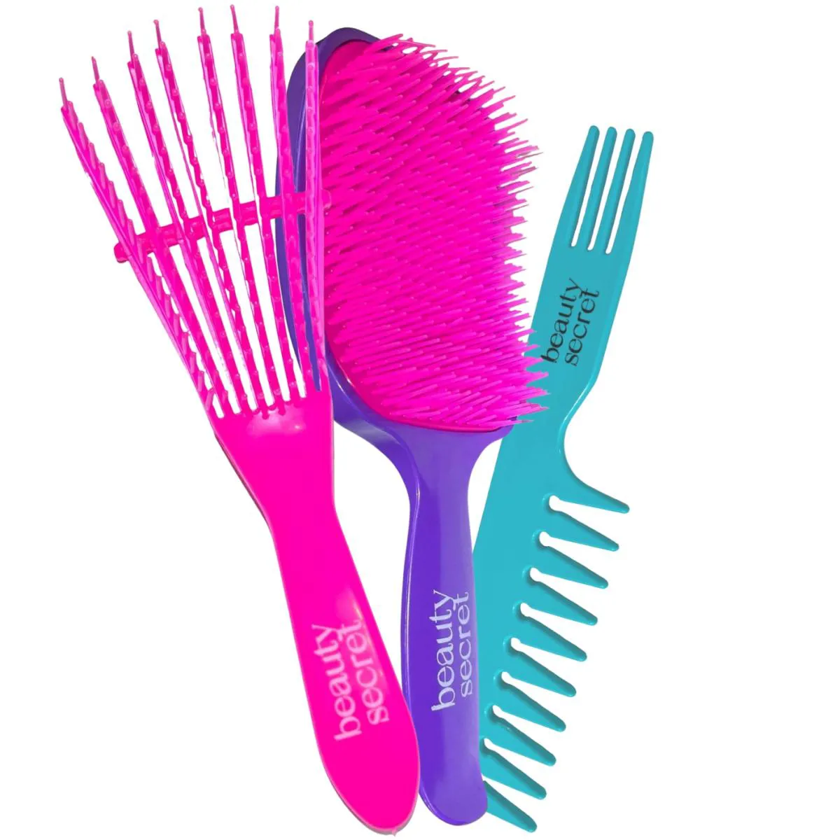 KIT BEAUTY SECRET ESCOVA POLVO ROSA RAQUETE E PENTE JACARE