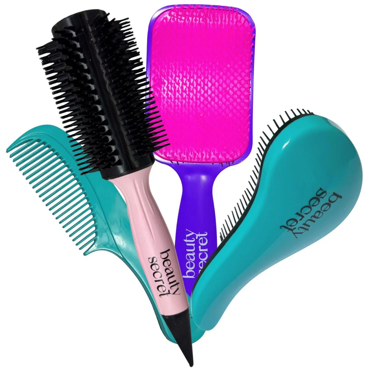 KIT ESCOVA ALISAMENTO ROSA RAQUETE PENTE E MAGICA BEAUTY