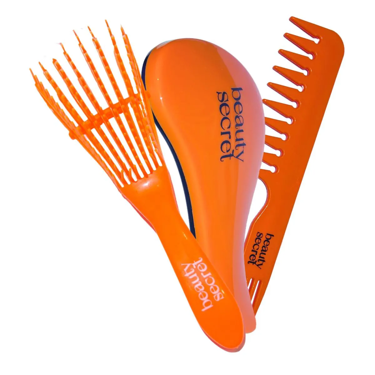 KIT ESCOVA POLVO MAGICA E PENTE JACARé LARANJA BEAUTY SECRET