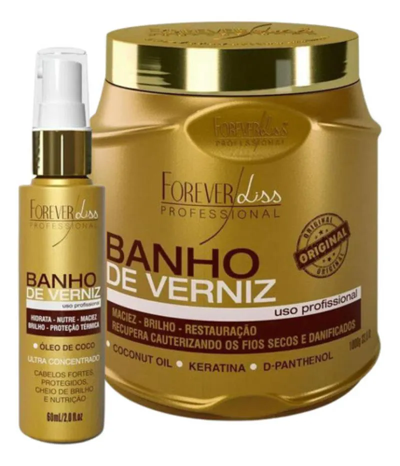 KIT MASCARA 1KG E OLEO 60ML BANHO DE VERNIZ FOREVER LISS