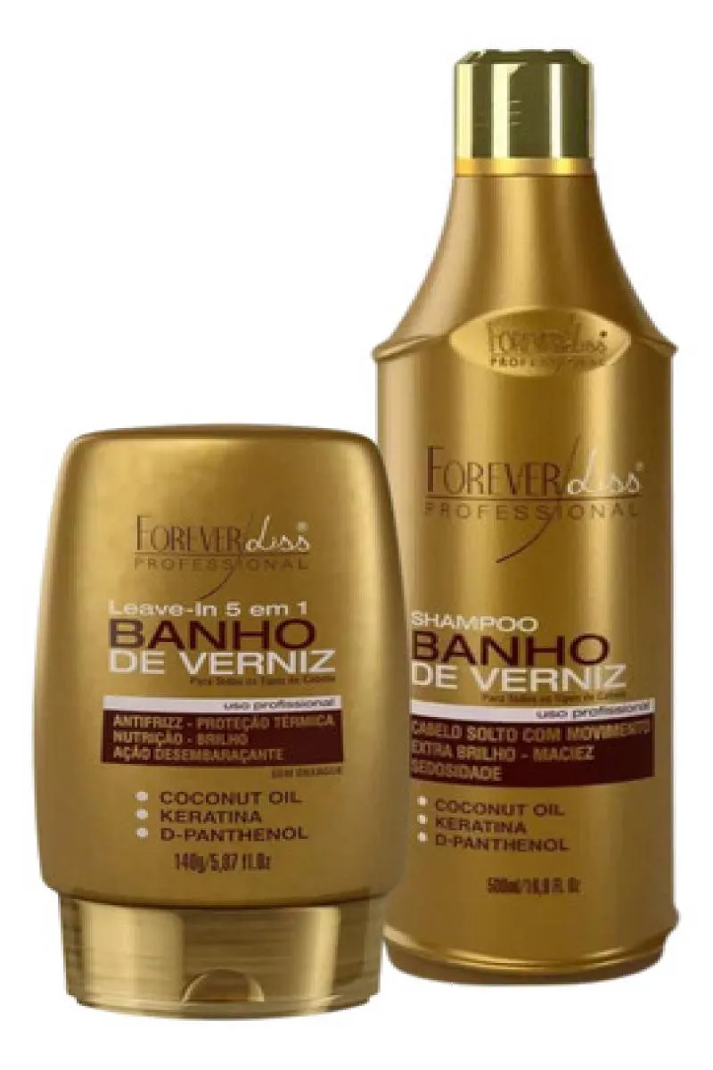 KIT SHAMPOO E LEAVE IN 5 EM 1 FOREVER LISS BANHO DE VERNIZ