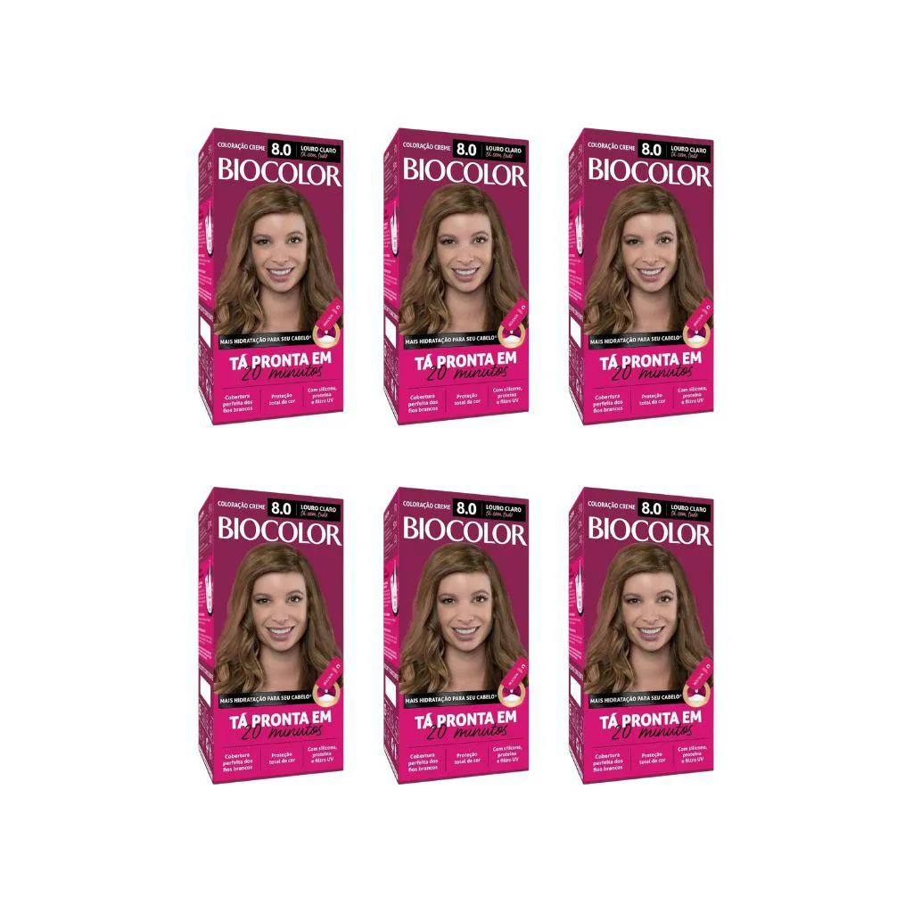 COLORAçAO BIOCOLOR CREME 8.0 LOURO CLARO-KIT C/6UN
