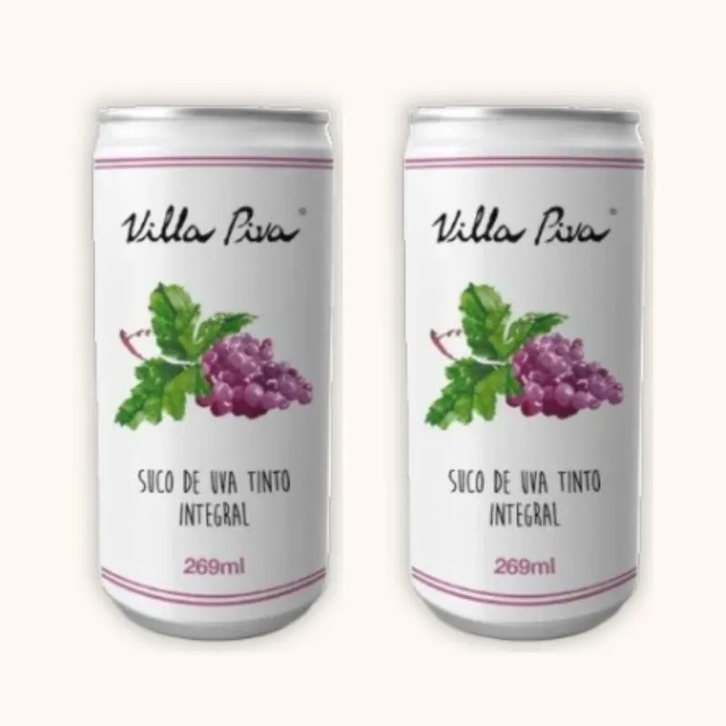 KIT 2X: SUCO DE UVA INTEGRAL SEM AçúCAR LATA VILLA PIVA 269ML