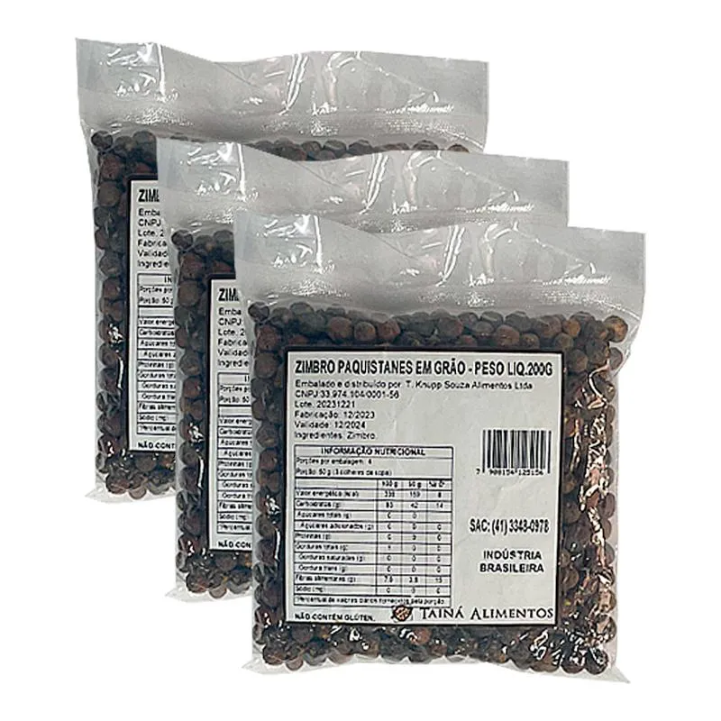 KIT 3X: ZIMBRO EM GRãO TAINá ALIMENTOS 200G