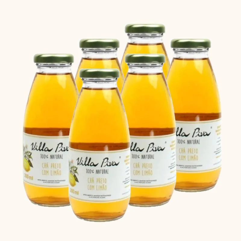KIT 6X: CHá PRETO COM LIMãO SEM AçúCAR VILLA PIVA 300ML