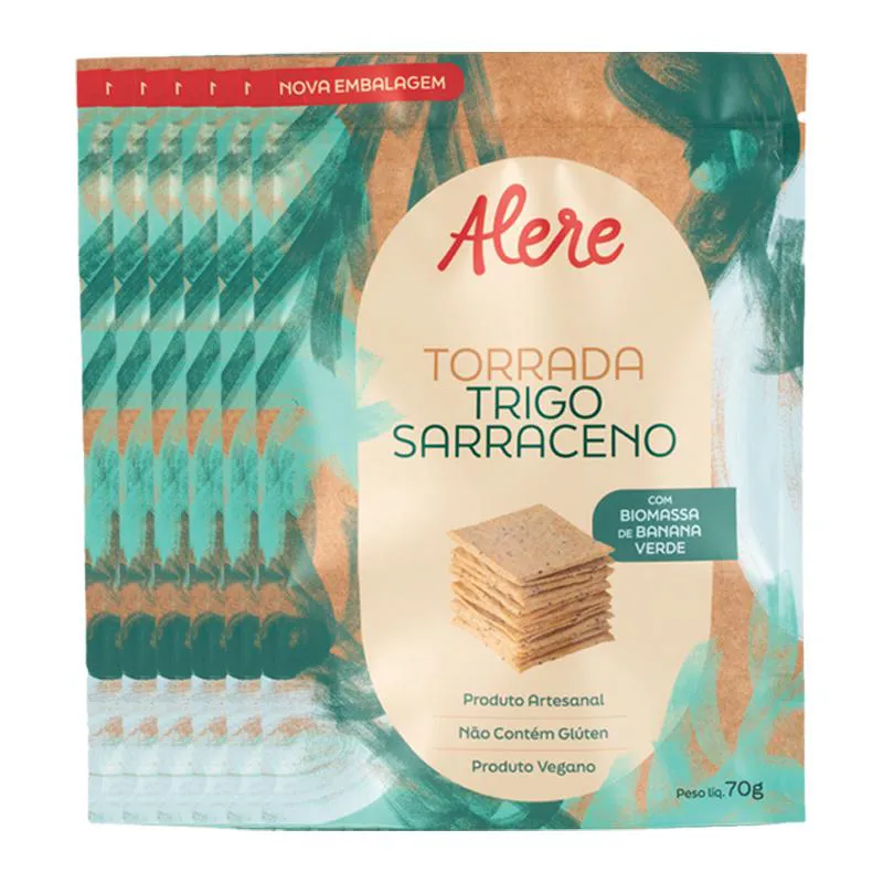 KIT 6X: TORRADA DE TRIGO SARRACENO SEM GLúTEN ALERE 70G