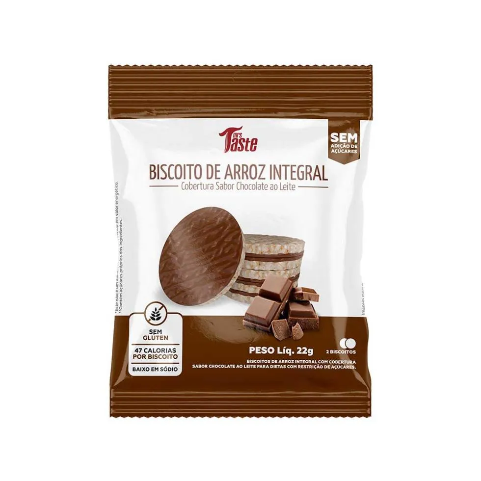 BISCOITO DE ARROZ (22G) - SABOR: CHOCOLATE AO LEITE