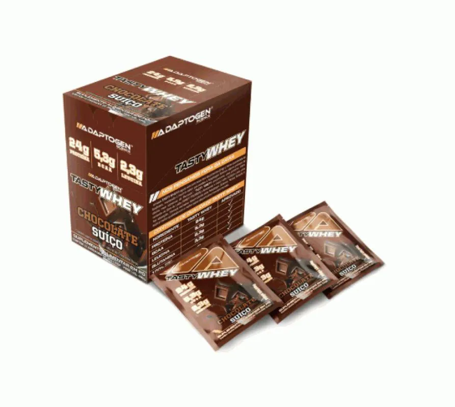 TASTY WHEY DISPLAY SACHê - SABOR: CHOCOLATE SUíçO (12 UNID. 36G)