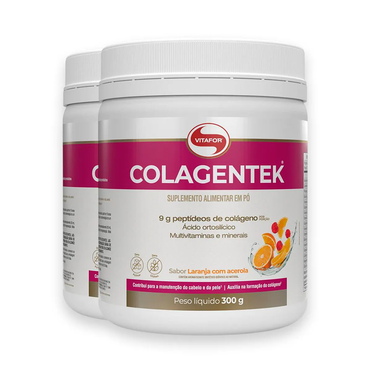 Kit 2 Colagentek Vitafor 300g Laranja com Acerola