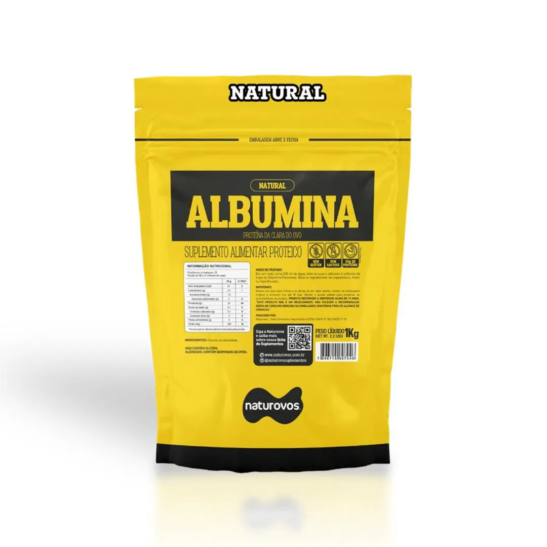 ALBUMINA NATUROVOS (1KG) NATURAL - PROTEINA DA CLARA DO OVO