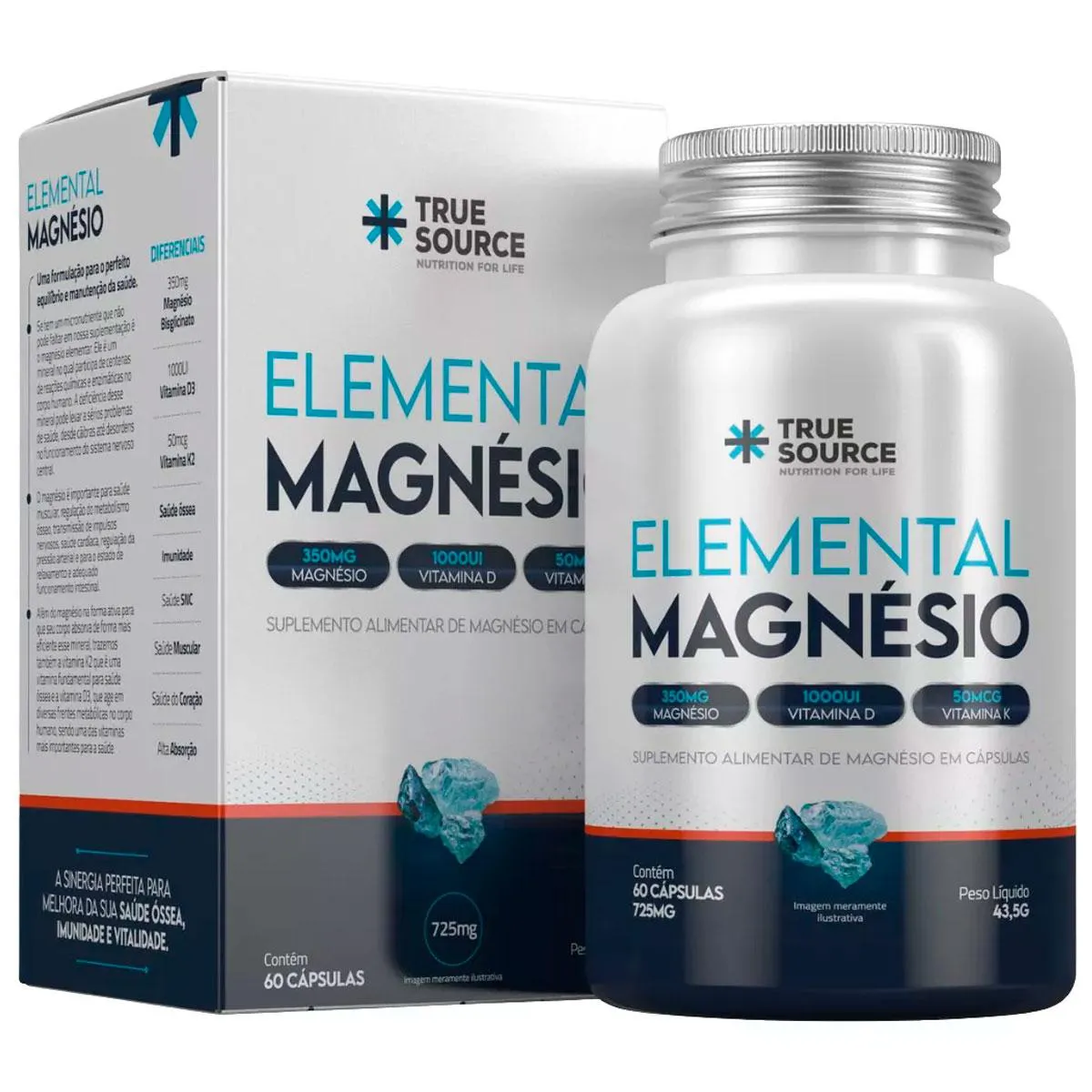 ELEMENTAL MAGNéSIO 725MG (60 CAPSULAS) - TRUE SOURCE