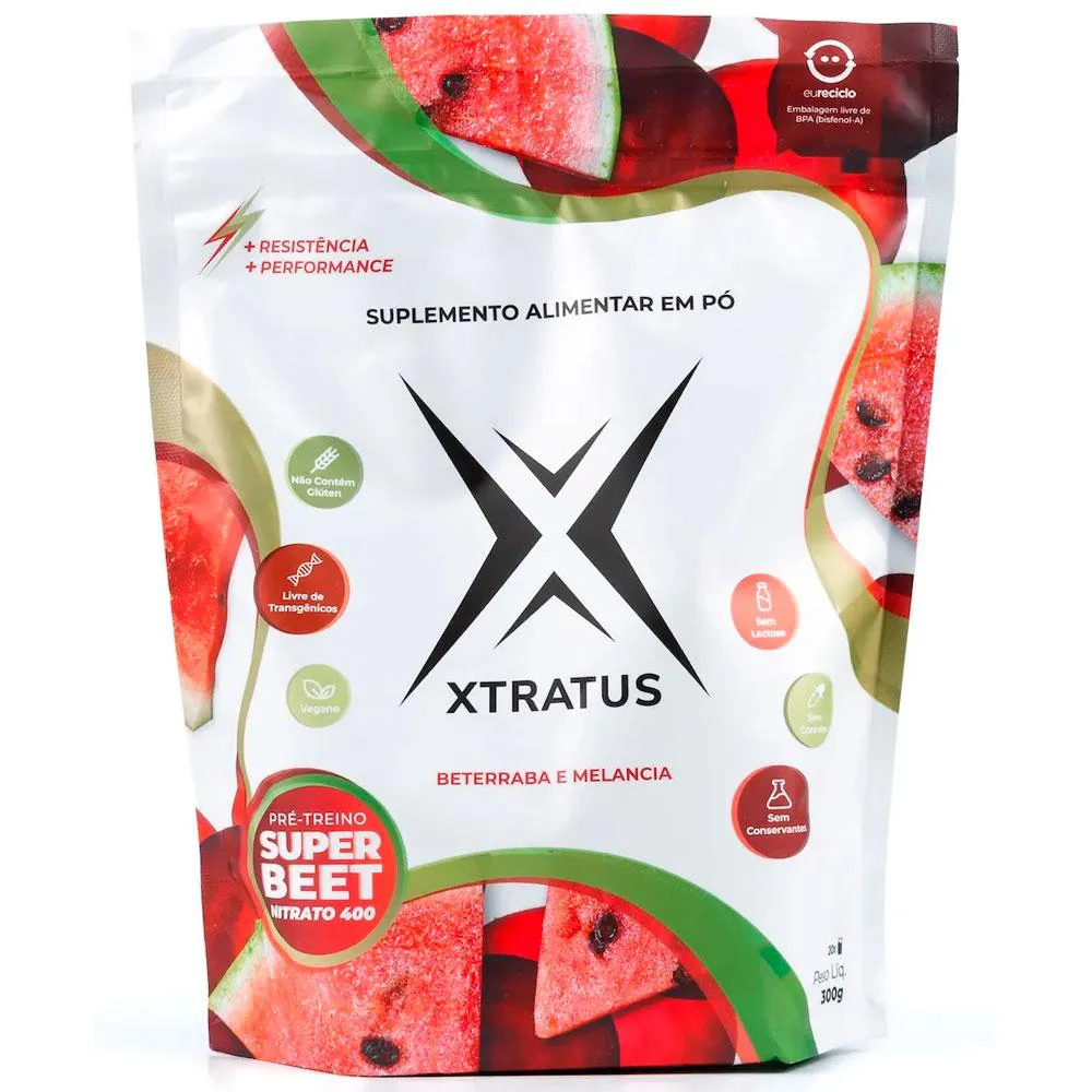 SUPER BEET NITRATO PRE TREINO VEGANO BETERRABA E MELANCIA - 300G - XTRATUS