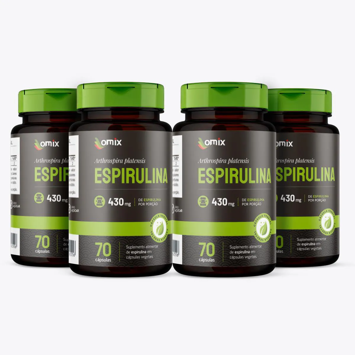 KIT 4X - ESPIRULINA - 70 CáPSULAS - OMIX