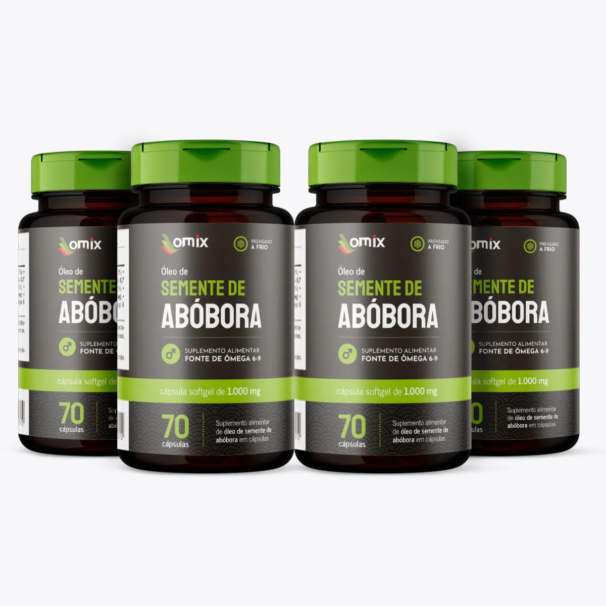 KIT 4X - ÓLEO DE SEMENTE DE ABóBORA (1 G) - 70 CáPSULAS