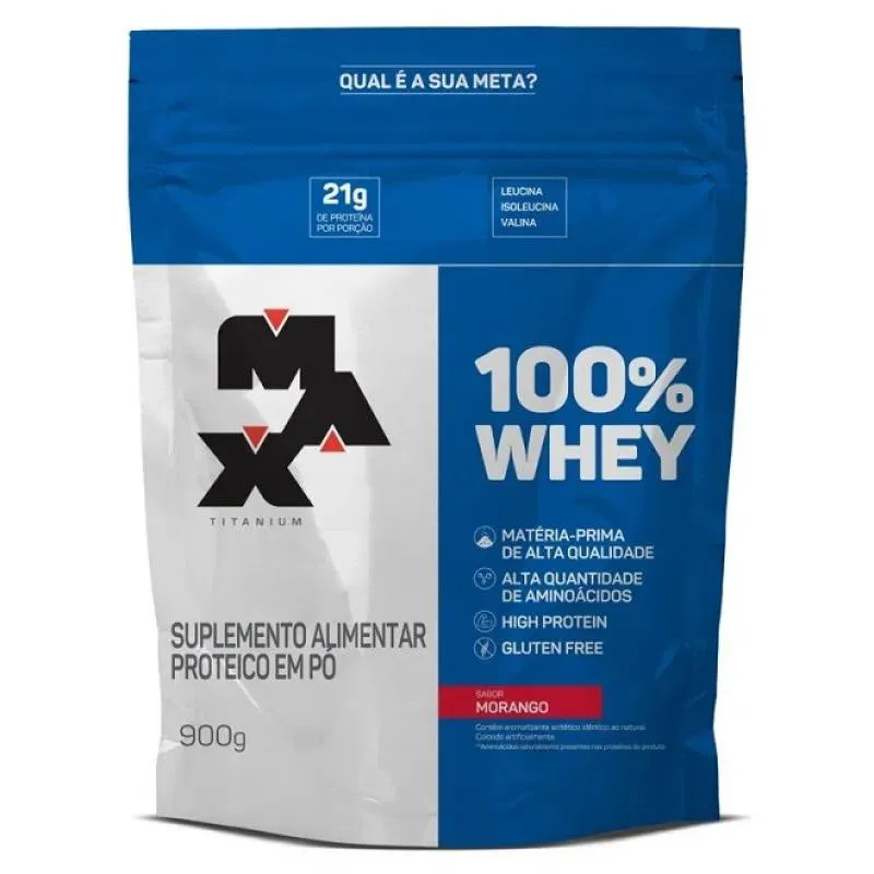 100% WHEY REFIL (900G) - SABOR: MORANGO
