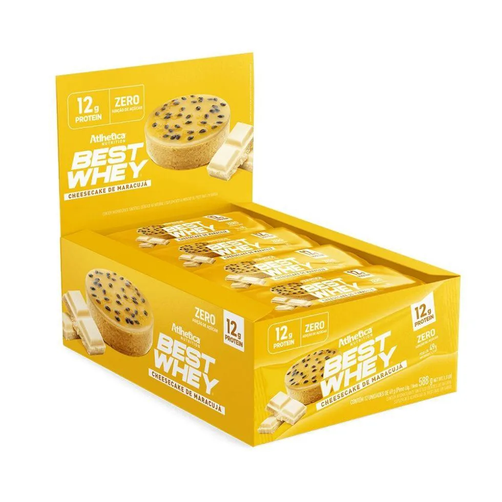 BEST WHEY BAR 744G (DISPLAY 12 UNIDADES DE 62G) - SABOR: CHEESECAKE DE MARACUJá (588G)