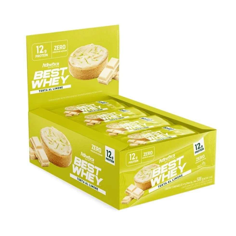 BEST WHEY BAR 744G (DISPLAY 12 UNIDADES DE 62G) - SABOR: TORTA DE LIMãO (588G)